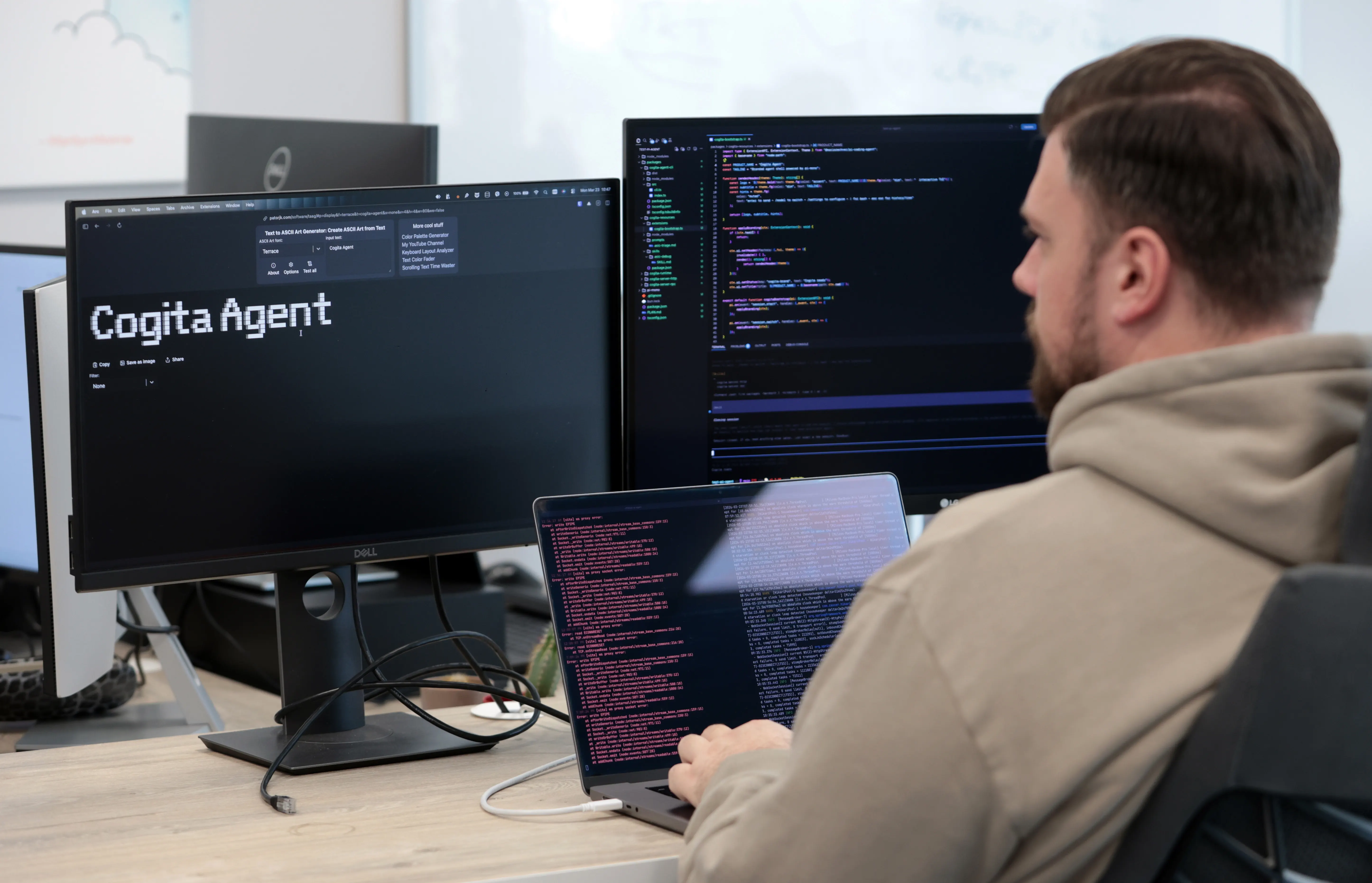 Engineers reviewing verification waveform data on a large monitor